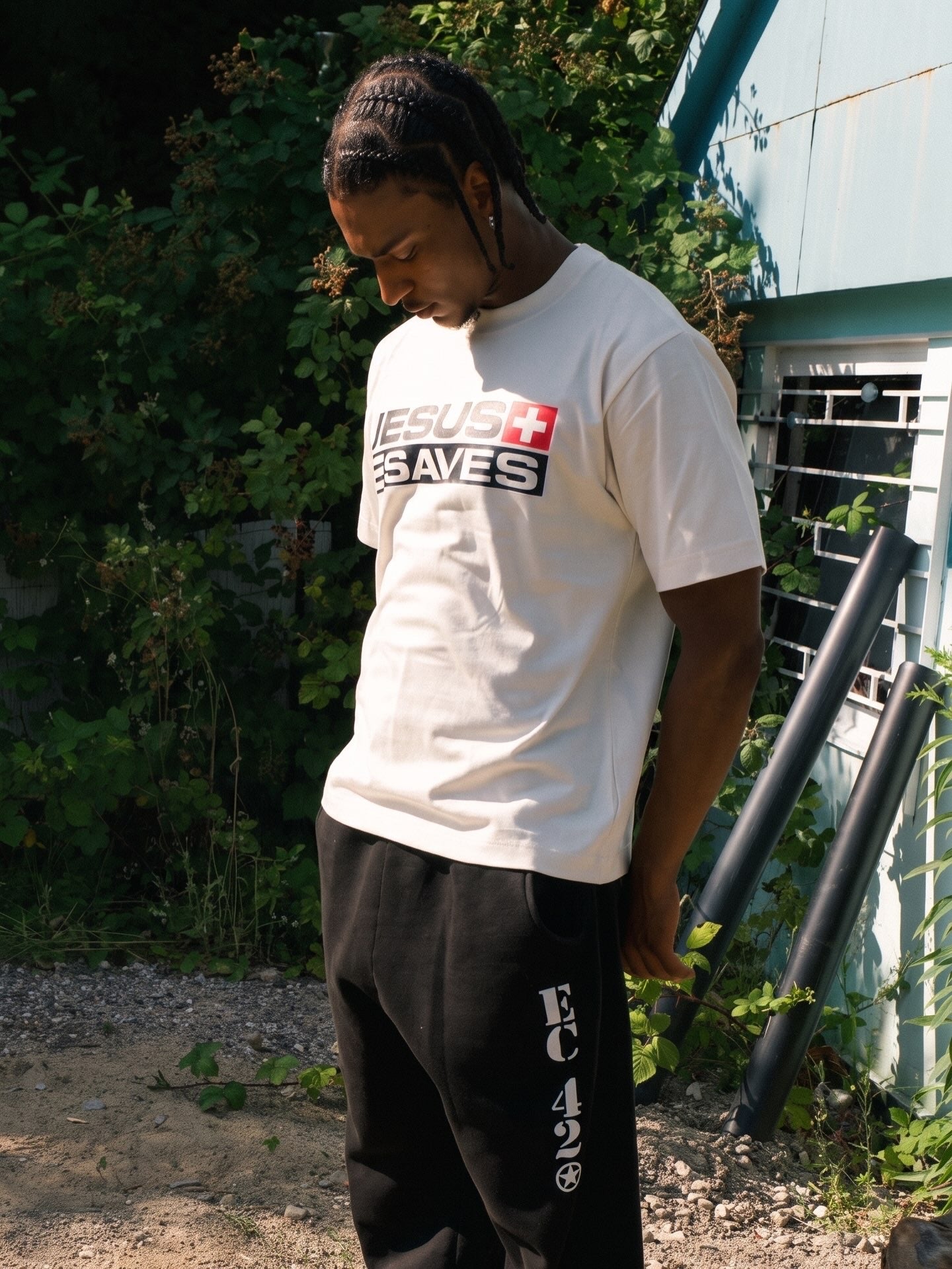 Jesus Saves Tee Ecru